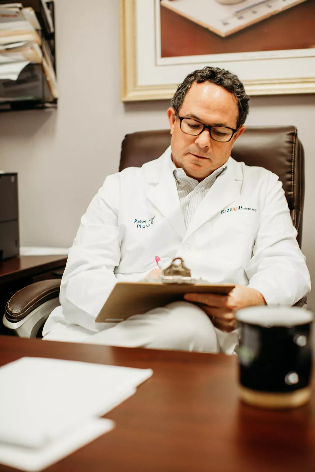 Jason Kizer, PharmD, in his Union City pharmacy